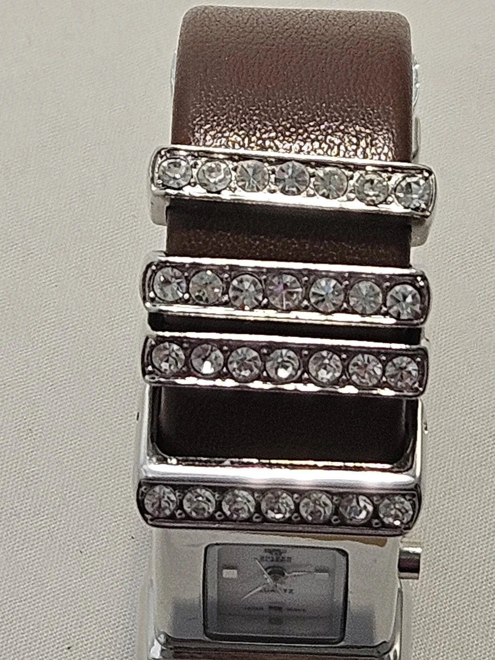 Golden Classic Women's Square Crystal Accent Watch